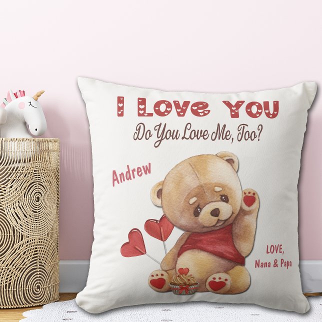 Cute Kid's Teddy Bear I Love You Valentine Cushion (Creator Uploaded)