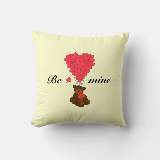 Cute kids teddy bear valentines love heart cushion (Front)