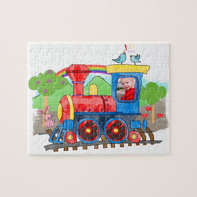 Cute kids template photo steam train puzzle (Horizontal)