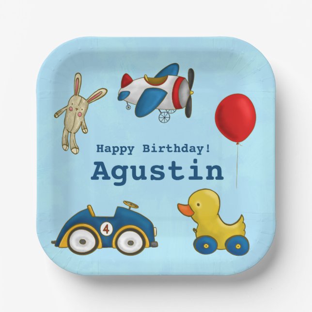 Cute Kids Toys Happy Birthday Paper Plate (Front)