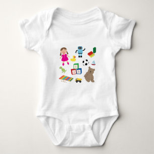 Cute Kids Toys Pattern Baby Bodysuit