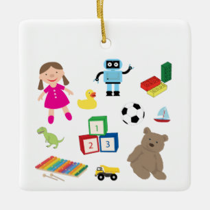 Cute Kids Toys Pattern Ceramic Ornament