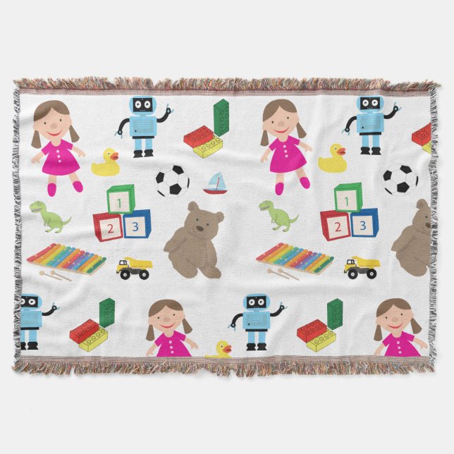 Cute Kids Toys Pattern Throw Blanket (Front)