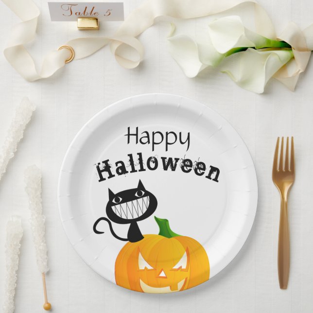 Cute Kids Trick or Treat Happy Halloween Party Paper Plate (Wedding)