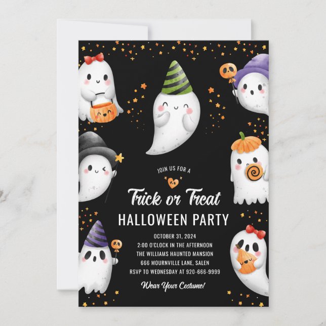 Cute Kids Trick or Treat Party Invitation (Front)