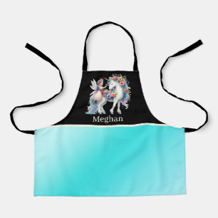 Cute kids unicorn fairy add name apron