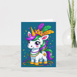 Cute Kids Unicorn Mardi Gras Fat Tuesday Card