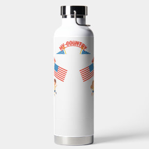 Cute Kids USA Flag My Country Water Bottle   Patri