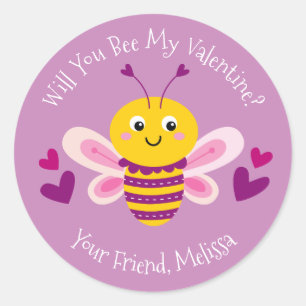Cute Kids Valentines Day Bee Sticker
