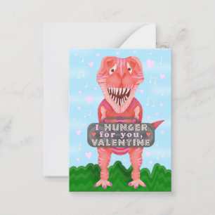 Cute Kids Valentine's Day Dinosaur T-Rex Classroom Card