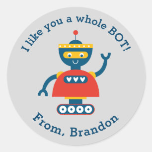 Cute Kids Valentines Day Robot Sticker