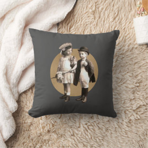 Cute Kids Vintage Photo Cutout Cushion