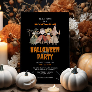 Cute Kids Watercolor Halloween Party Invitation