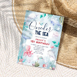 Cute Kids Watercolor Oneder the Sea 1st Birthday Invitation<br><div class="desc">Make waves at your little one's 1st birthday bash with these enchanting 'Oneder the Sea' themed invitations! Our watercolor illustrations feature adorable ocean creatures like turtles,  starfish,  whales,  octopi,  and more,  ensuring a splash into a magical underwater world. Personalise your invites today,  and let the ocean adventure begin!</div>