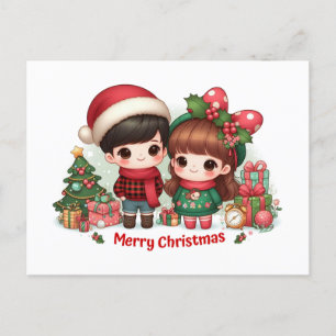Cute Kids wishing You Merry Christmas Postcard