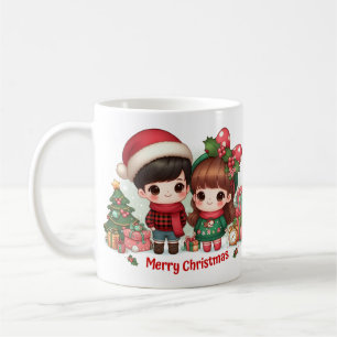 Cute Kids With Greeting Merry Christmas  Coffee Mug