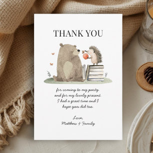 Cute Kid's Woodland Animals Birthday Thank You Card