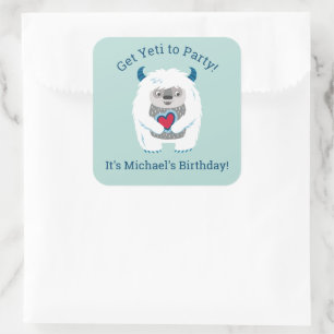 Cute Kids Yeti Birthday Square Sticker
