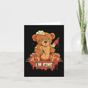 Cute Killer Holding Knife I'm Fine Costume Hallowe Card