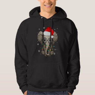 Cute Kind Elephant Christmas Light Santa Hat Eleph Hoodie