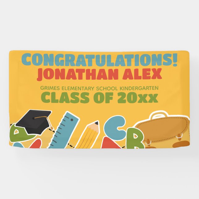 Cute Kindergarten Graduation Announcement Banner (Horizontal)