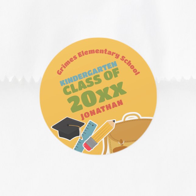 Cute Kindergarten Graduation Classic Round Sticker (Creator Uploaded)