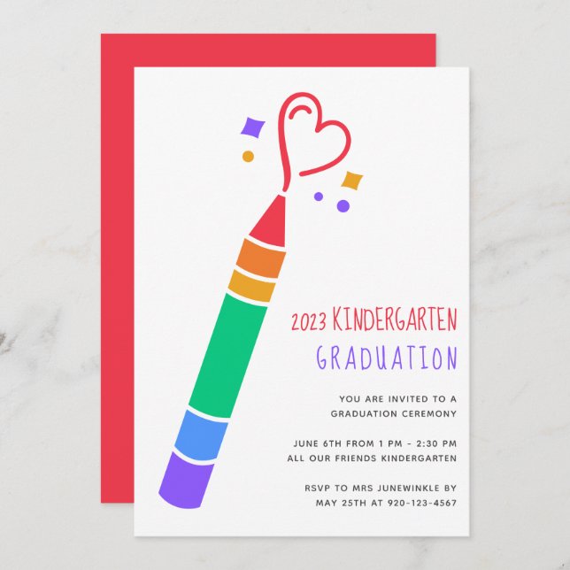 Cute Kindergarten Graduation Invitation (Front/Back)
