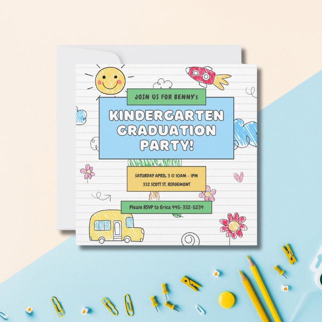 Cute Kindergarten Graduation Party Invitation (Creator Uploaded)