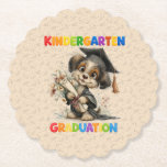 Cute Kindergarten Graduation Puppy Illustration Paper Coaster<br><div class="desc">Cute Kindergarten Graduation Puppy Illustration Paper Coaster
A cheerful cartoon puppy dressed in a graduation cap and gown,  holding a diploma and flowers,  surrounded by bright kindergarten‑themed lettering—perfect for celebrating early‑years milestones with fun,  kid‑friendly charm.</div>