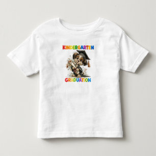 Cute Kindergarten Graduation Puppy Illustration Toddler T-Shirt