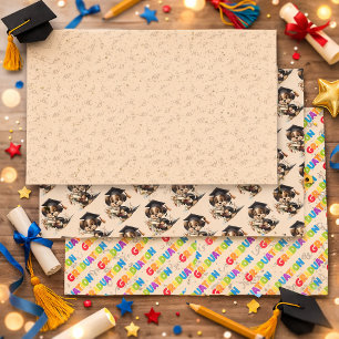 Cute Kindergarten Graduation Puppy Illustration Wrapping Paper Sheet