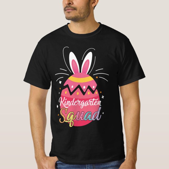  Cute Kindergarten Squad Easter Bunny Egg Design T-Shirt (Front)
