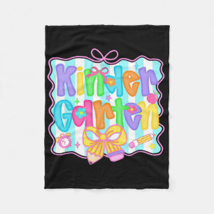 Cute Kindergarten Teacher Leopard Coquette Pencil  Fleece Blanket