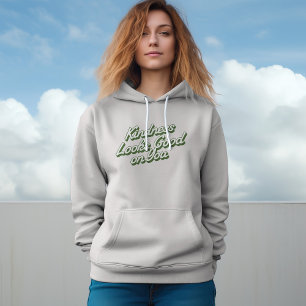 Cute Kindness Typography Green Personalise Hoodie