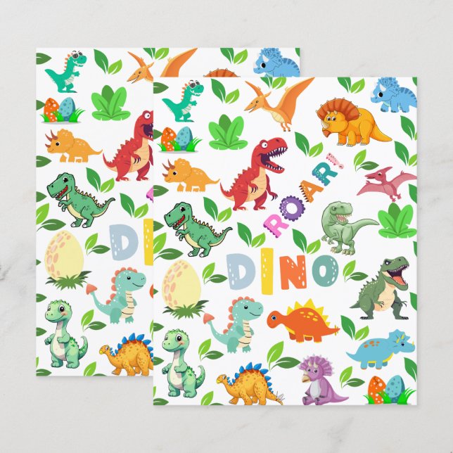 Cute Kinds of Dinosaurs Seamless (Front/Back)