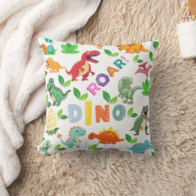 Cute Kinds of Dinosaurs Seamless Cushion (Blanket)