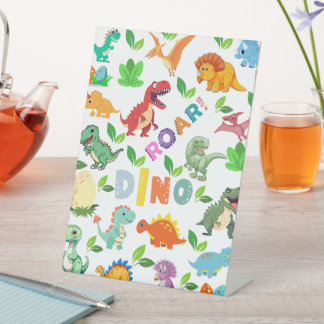 Cute Kinds of Dinosaurs Seamless Pedestal Sign