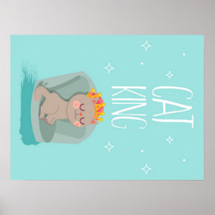 Cute King Cat, Cute Kitten Gift, Cat Lover Gift Poster