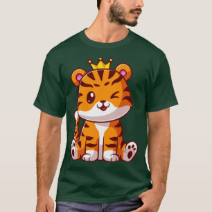 Cute King Cat Sitting Cartoon T-Shirt