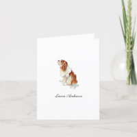Cute King Charles Spaniel watercolor Folded