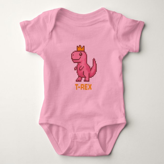 Cute King Dinosaur - Trex Baby Bodysuit (Front)