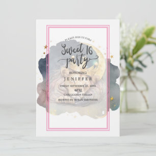 Cute king Lion Sleeping On The Moon Invitation