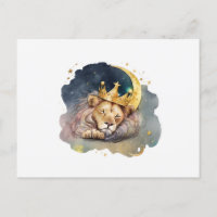 Cute  king Lion Sleeping On The Moon              