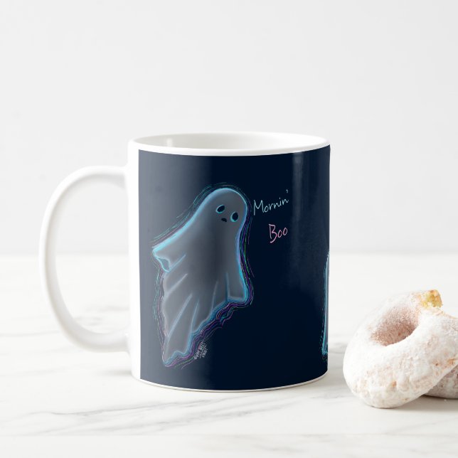 Cute KiniArt Ghost Coffee Mug (With Donut)
