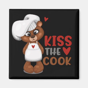 Cute kiss cook word art magnet