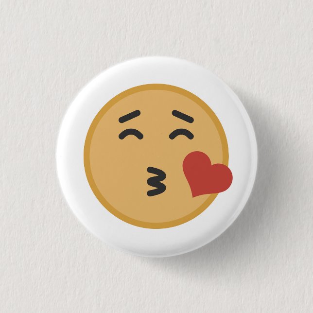 Cute Kiss Emoji Face Cartoon 3 Cm Round Badge (Front)