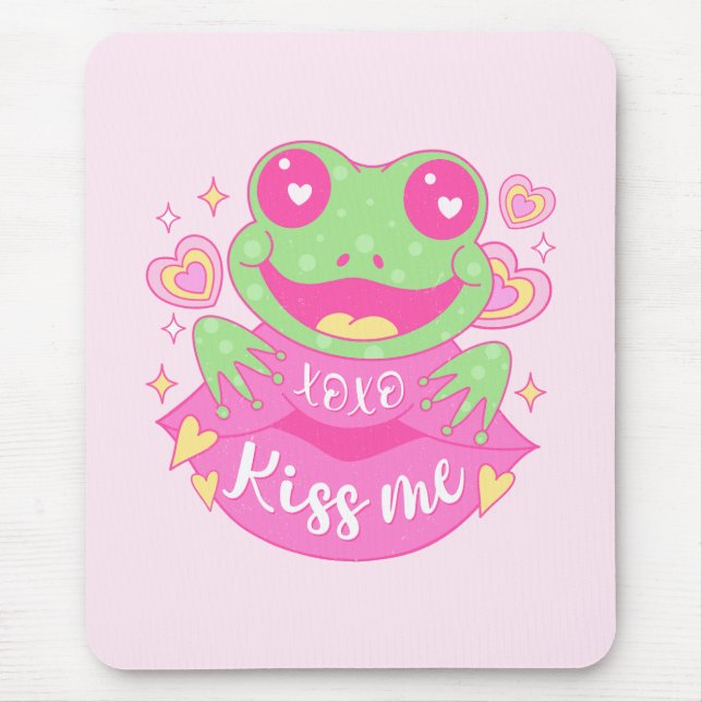 Cute Kiss Me Frog - Xoxo Mouse Pad (Front)
