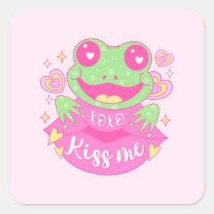 Cute Kiss Me Frog - Xoxo Square Sticker