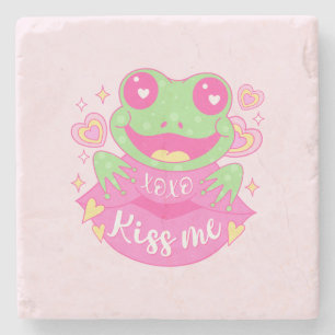 Cute Kiss Me Frog - Xoxo Stone Coaster