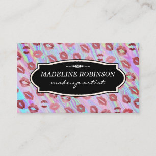 Cute Kiss Pattern / Holographic Iridescent Foil Appointment Card